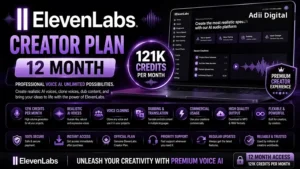 Buy ElevenLabs Creator 12-month plan in Pakistan – Adii Digital