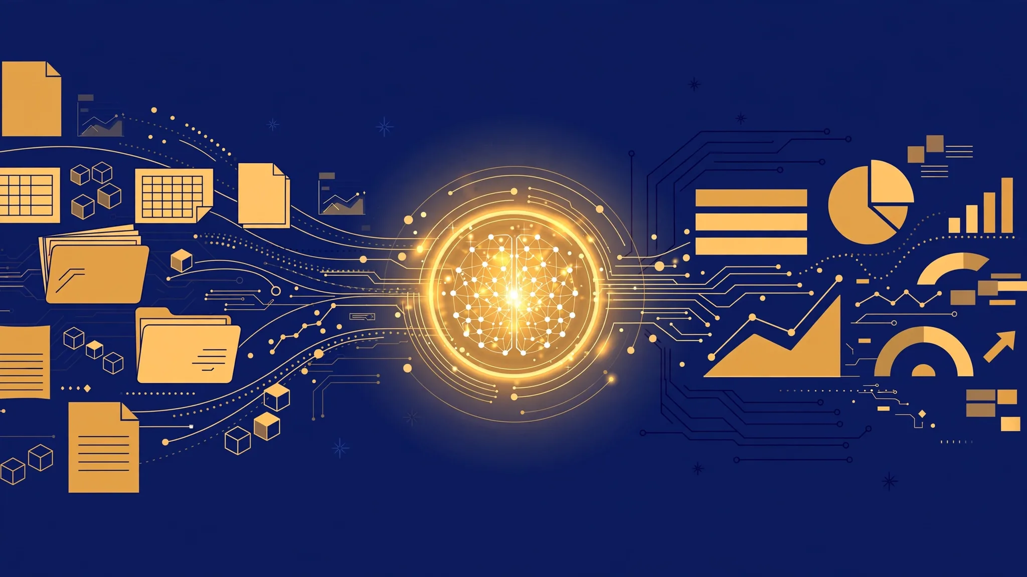AI processing business data illustration