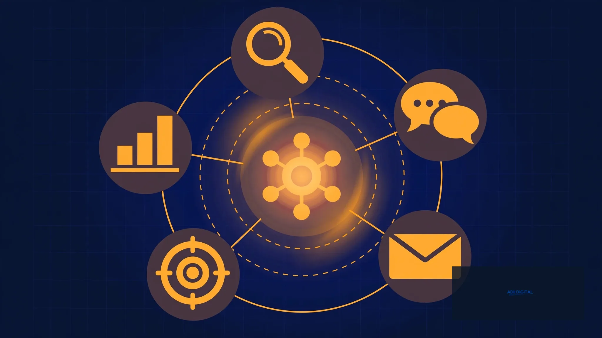 Digital marketing channels illustration by Adii Digital