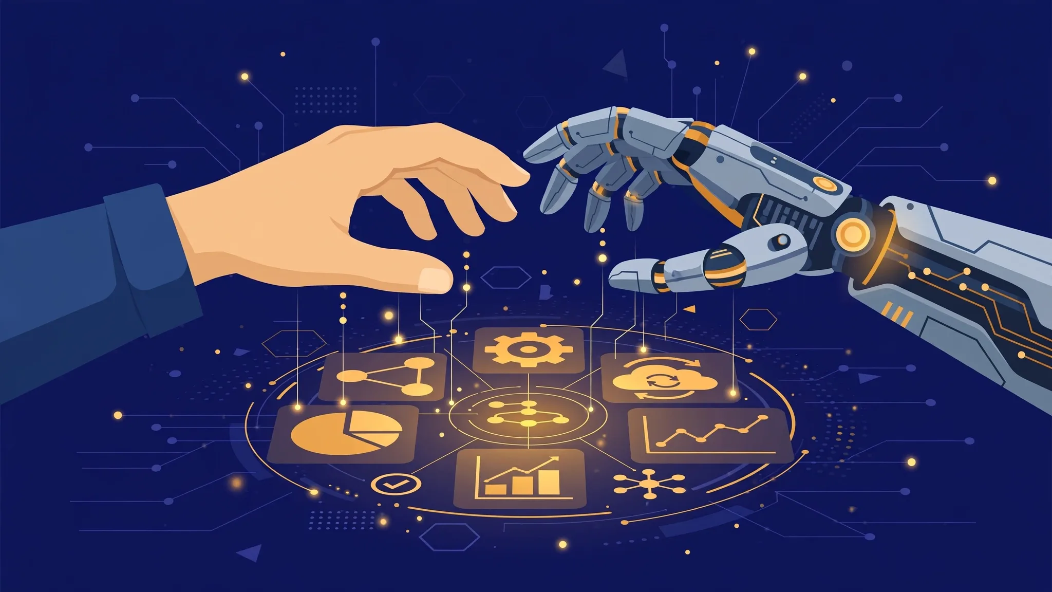 Human and AI collaboration illustration