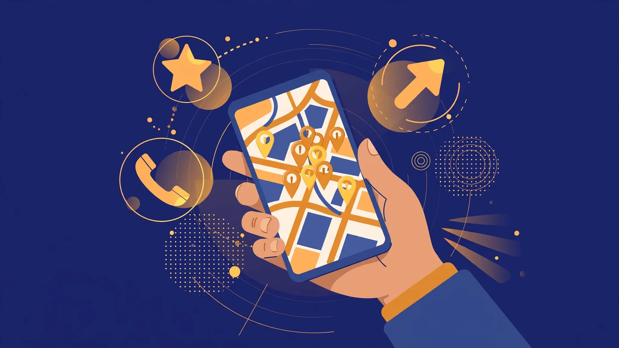 Local search on smartphone with nearby businesses