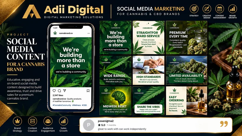 Instagram content portfolio for a luxury cannabis brand
